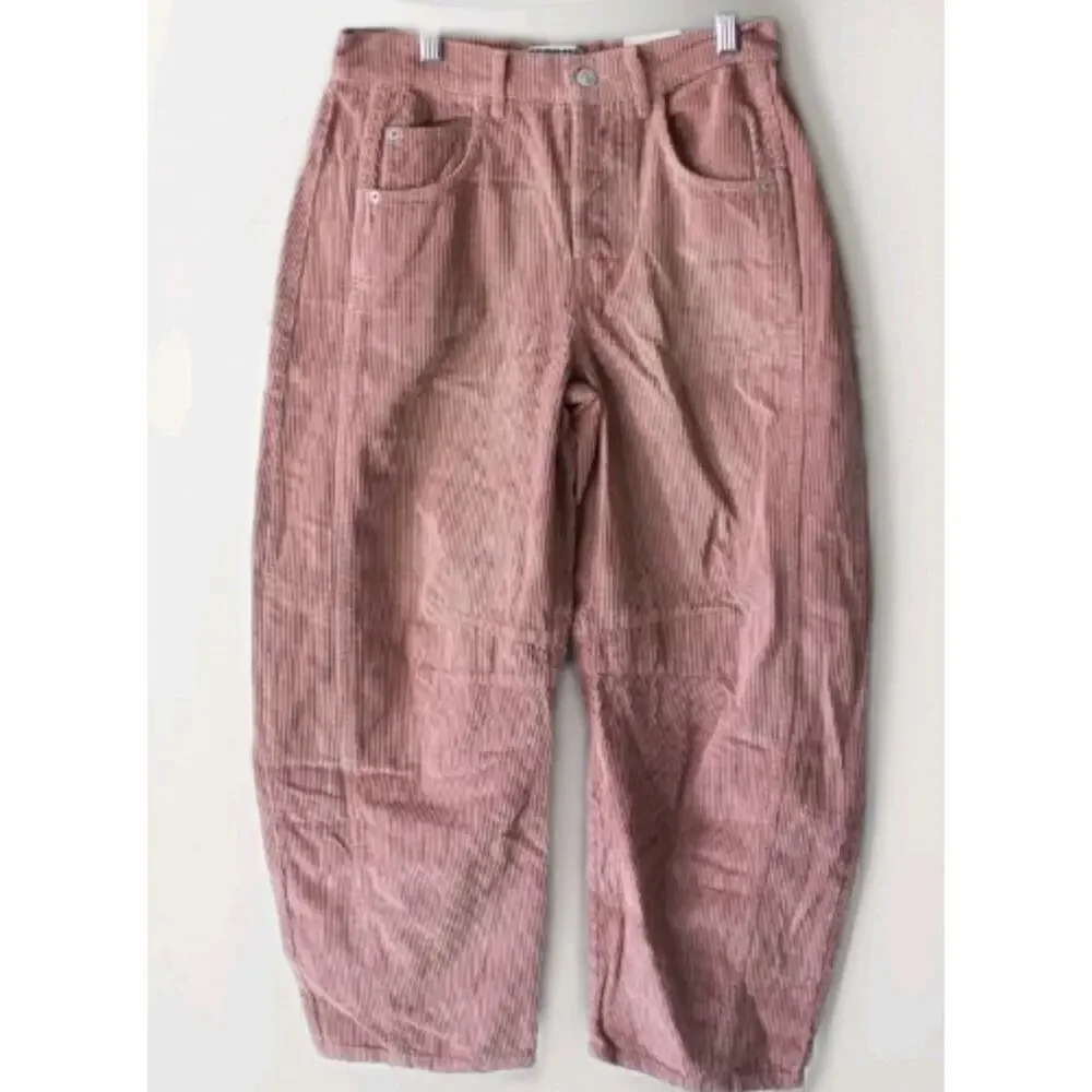 Free People We The Free Good Luck Mid-Rise Cord Barrel Jeans 29 NEW - Picture 3 of 5